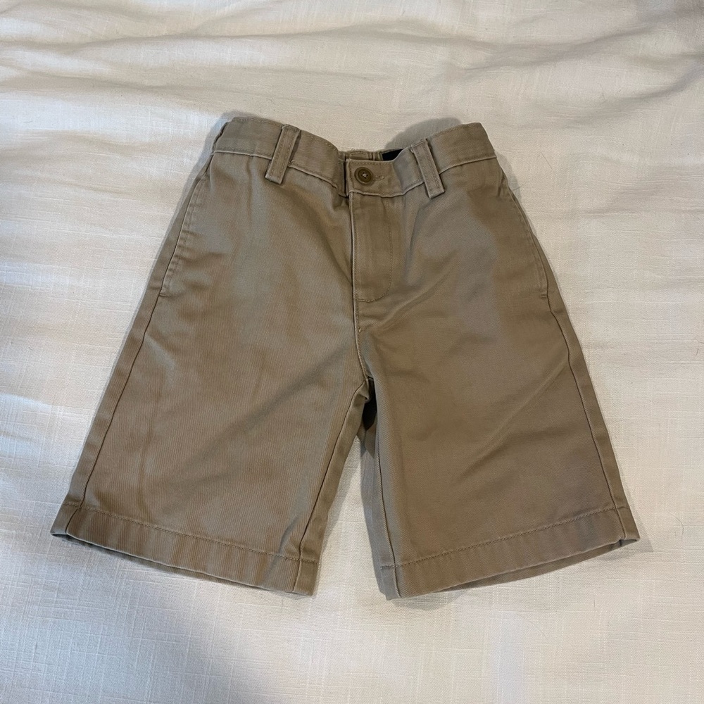 Lands' End Tan Cotton Twill (uniform) Shorts Classic Design in kaki